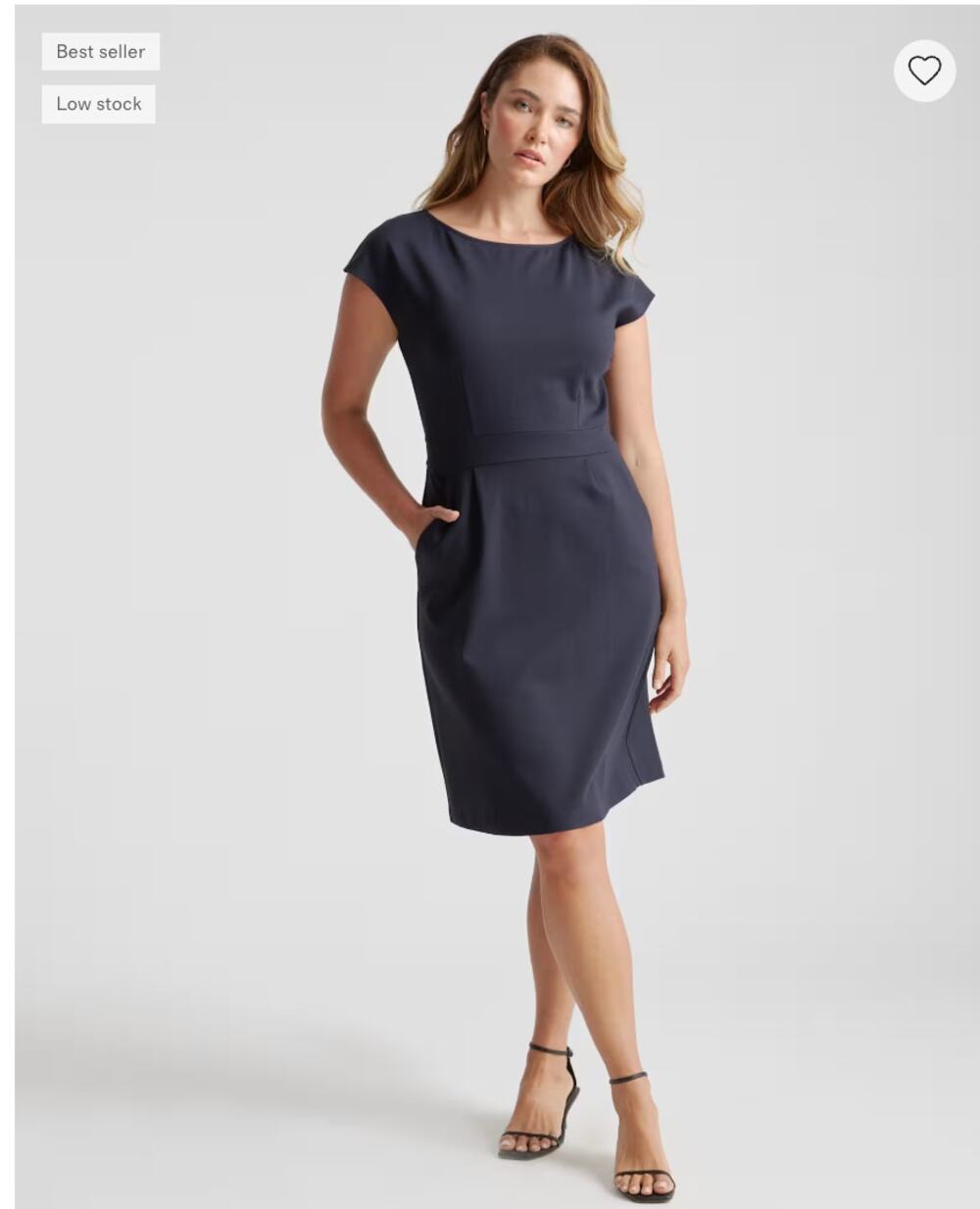 Quince Ultra-Stretch Ponte Cap Sleeve Dress Navy Size Small